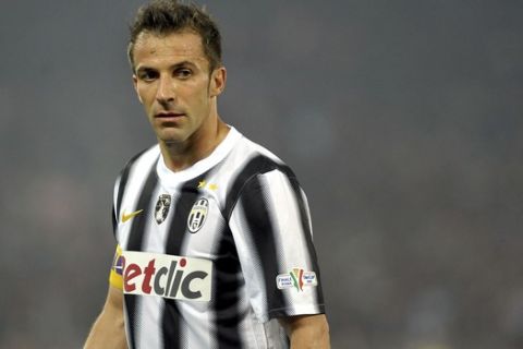 In this , Sunday, May 20, 2012 file photo, Juventus' Alessandro Del Piero reacts during the Italian Cup soccer final between Juventus and Napoli at the Olympic Stadium in Rome. Former Juventus and Italy standout Alessandro Del Piero has announced that he owns a small soccer club based in Los Angeles. The 44-year-old Del Piero says on his website. (AP Photo/Massimo Pinca, File)