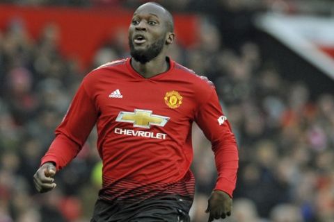 Manchester United's Romelu Lukaku during the English FA Cup third round soccer match between Manchester United and Reading at Old Trafford in Manchester, England, Saturday, Jan. 5, 2019. (AP Photo/Rui Vieira)