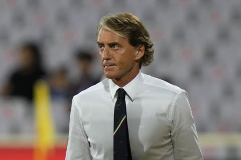 Ο Ρομπέρτο Μαντσίνι σε αγώνα της εθνικής Ιταλίας απέναντι στην Βουλγαρία για τα προκριματικά του Παγκοσμίου Κυπέλλου 2022 | 2 Σεπτεμβρίου 2021