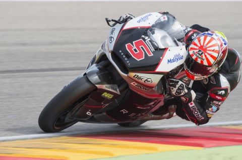 ALCANIZ, SPAIN - SEPTEMBER 26:  Johann Zarco of French and AJO Motorsport  rounds the bend the qualifying practice during the MotoGP of Spain - Qualifying at Motorland Aragon Circuit on September 26, 2015 in Alcaniz, Spain.  (Photo by Mirco Lazzari gp/Getty Images)