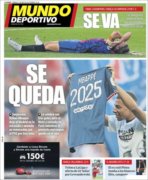 Το πρωτοσέλιδο της Mundo Deportivo (22/05/2022)