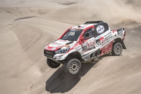 Nasser Al-Attiyah (QAT) of Toyota Gazoo Racing SA races during stage 06 of Rally Dakar 2019 from Arequipa to San Juan de Marcona, Peru on January 13, 2019