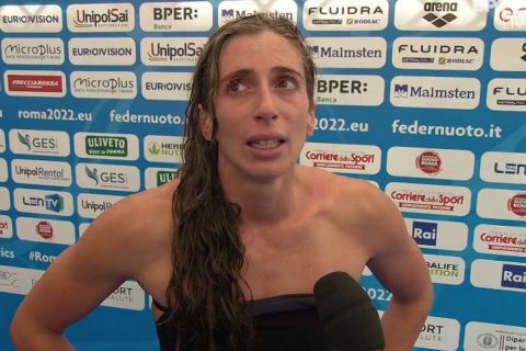 Η Άννα Ντουντουνάκη έπειτα από τον τελικό των 100μ. πεταλούδας στο Ευρωπαϊκό Πρωτάθλημα υγρού στίβου, Ρώμη | Δευτέρα 15 Αυγούστου 2022
