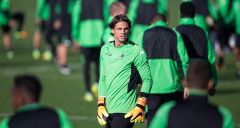 MOENCHENGLADBACH, GERMANY - SEPTEMBER 27: Yann Sommer of Moenchengladbach stands prior a training session ahead of the UEFA Champions League match between FC Barcelona and VfL Borussia Moenchengladbach at Borussia-Park on September 27, 2016 in Moenchengladbach, Germany. (Photo by Maja Hitij/Bongarts/Getty Images)