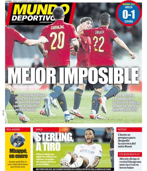 Το εξώφυλλο της Mundo Deportivo (12/11/21)