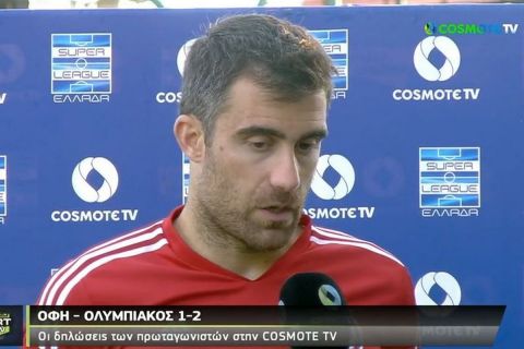 Ο Σωκράτης Παπασταθόπουλος κάνει δηλώσεις μετά το ΟΦΗ - Ολυμπιακός