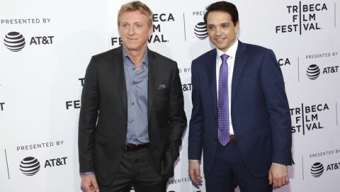 Actors Billy Zabka, left, and Ralph Macchio attend a screening of "Tribeca: TV: Cobra Kai" at the SVA Theatre during the 2018 Tribeca Film Festival on Tuesday, April 24, 2018, in New York. (Photo by Brent N. Clarke/Invision/AP)