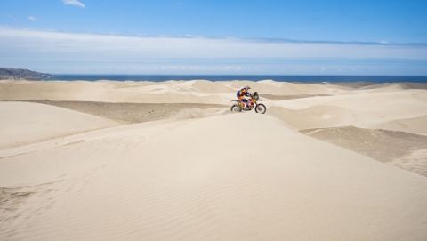 Toby Price (AUS) of Red Bull KTM Factory Team races during stage 06 of Rally Dakar 2019 from Arequipa to San Juan de Marcona, Peru on January 13, 2019