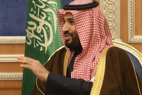 Saudi Crown Prince Mohammed bin Salman, meets with U.S. Secretary of State Mike Pompeo at the Royal Court, in Riyadh, Monday, January 14, 2019. Pompeo met with Saudi King Salman and the crown prince on the latest stop of his Middle East tour that has so far been dominated by questions and concerns about the withdrawal of U.S. troops from Syria. (Andrew Cabellero-Reynolds/Pool via AP)