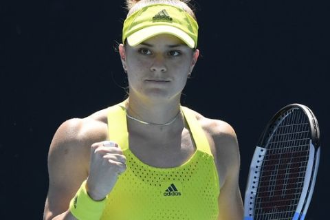 Η Μαρία Σάκκαρη πανηγυρίζει πόντο στο Australian Open