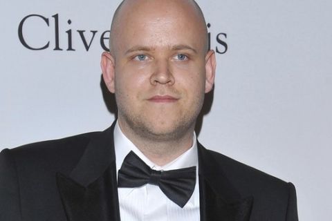 FILE - In this Feb. 11, 2012, file photo, Spotify CEO Daniel Ek arrives at the Pre-Grammy Gala & Salute to Industry Icons with Clive Davis honoring Richard Branson, in Beverly Hills, Calif. The Swedish company will make its stock market debut Tuesday, casting a spotlight on its early lead in music streaming. Ek sought to manage expectations, saying he expects a bumpy road. (AP Photo/Vince Bucci, File)