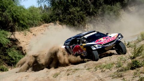 Carlos Sainz (ESP) of Team Peugeot Total races during stage 13 of Rally Dakar 2018 from San Juan to Cordoba, Argentina on January 18, 2018