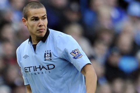 Manchester City's Jack Rodwell during their English FA Cup fifth round soccer match against Leeds United at the Etihad Stadium in Manchester, England, Sunday Feb. 17, 2013. (AP Photo/Clint Hughes)  