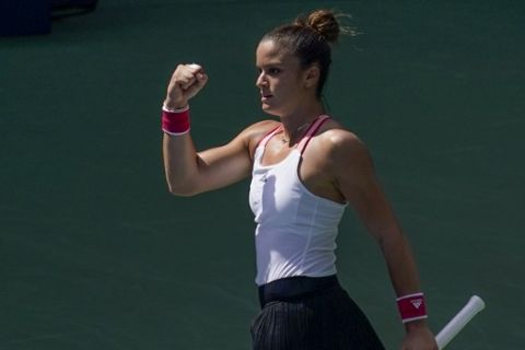 Η Μαρία Σάκκαρη πανηγυρίζει πόντο της σε αναμέτρηση του US Open 2020