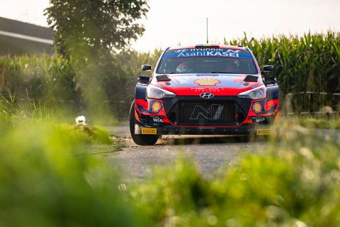 Thierry Neuville (BEL) and Martijn Wydaeghe ( BEL) of team Hyundai Shell Mobis are seen on performing during the  World Rally Championship Belgium in Ypres, Belgium on  13,August // Jaanus Ree/Red Bull Content Pool // SI202108130059 // Usage for editorial use only // 