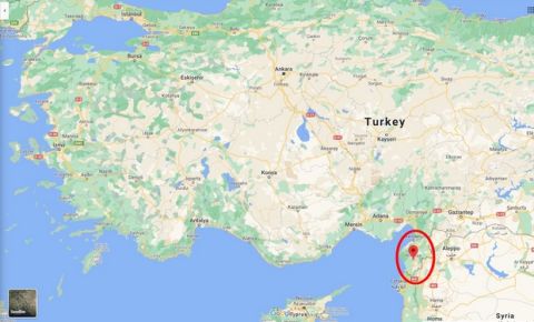Ο χάρτης της Τουρκίας με την πόλη Χατάι