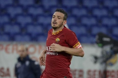 Roma's Alessandro Florenzi during a Serie A soccer match between Roma and Brescia, at Rome's Olympic Stadium, Sunday, Nov. 24, 2019. (AP Photo/Andrew Medichini)