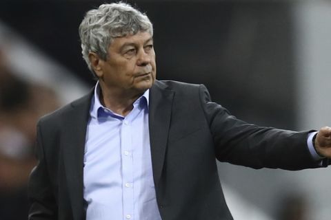 Turkey's head coach Mircea Lucescu gestures during the UEFA Nations League soccer match between Russia and Turkey at the Fisht Stadium in Sochi, Russia, Sunday, Oct. 14, 2018. (AP Photo/Alexander Mysyakin)