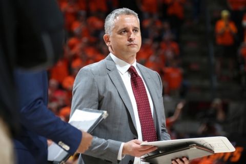 SALT LAKE CITY, UT - APRIL 21: Assistant Coach Igor Kokoskov of the Utah Jazz looks on during the game against the Oklahoma City Thunder in Game Three of Round One of the 2018 NBA Playoffs on April 21, 2018 at vivint.SmartHome Arena in Salt Lake City, Utah. NOTE TO USER: User expressly acknowledges and agrees that, by downloading and or using this Photograph, User is consenting to the terms and conditions of the Getty Images License Agreement. Mandatory Copyright Notice: Copyright 2018 NBAE (Photo by Melissa Majchrzak/NBAE via Getty Images)