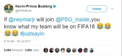 Ο Μπόατενγκ θέλει τον Νεϊμάρ στην ΠΣΖ για το FIFA 18!