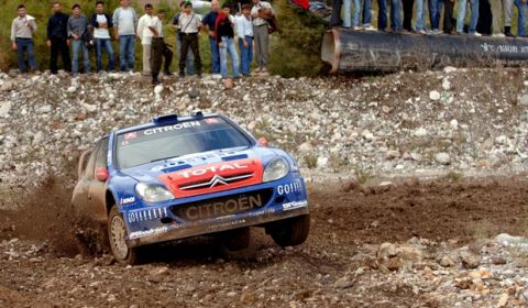 Britain's Colin McRae and his co-driver Daniel Elena of Monaco drive their Citroen Xsara WRC on the first day of the Rally of Turkey in the Mediterranean coastal town of Kemer, southern Turkey, Friday, Oct. 13, 2006. (AP Photo)