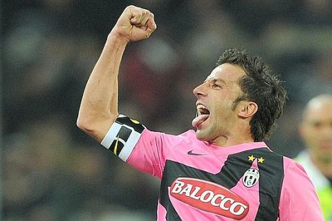 Italian captain and forward of Juventus, Alessandro Del Piero, jubilates after scoring the goal during the Italy Cup soccer match Juventus Fc vs As Roma at "Juventus Stadium" in Turin, Italy on 24 January 2012.
ANSA/DI MARCO