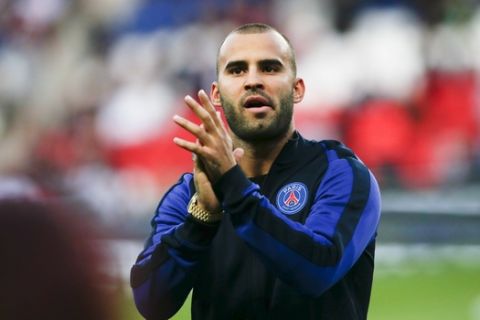 FILE - In this Aug. 21, 2016 file photo, PSG's Jese Rodriguez reacts before the French League One soccer match between PSG and Metz at the Parc des Princes stadium in Paris. Paris Saint-Germain says Wednesday Aug. 16, 2017 it is loaning Spanish forward Jese Rodriguez to Stoke City for this season, without the option to buy him. (AP Photo/Kamil Zihnioglu, File)