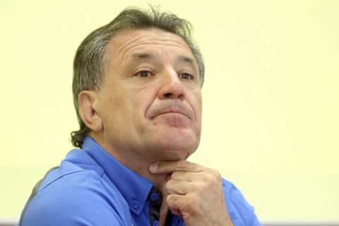 Dinamo Zagreb's executive president Zdravko Mamic addresses the media during a news conference in Moravske Toplice, Slovenia, Thursday, July 2, 2015.  Croatian police on Thursday raided the homes and offices of the Dinamo Zagreb bosses who are suspected of tax evasion and bribery. Mamic and his brother, coach Zoran Mamic, have been under investigation by the Croatian bureau for combating corruption and organized crime. (AP Photo/Igor Kralj)