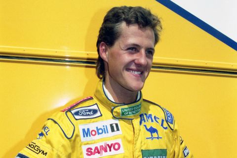 German Formula One driver Michael Schumacher at Monza, Italy around Sept. 9, 1991. (AP Photo/Alberto Pellaschiar)