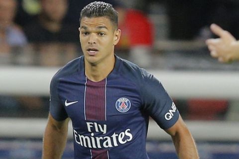 FILE - In this Sept.9, 2016 file photo, PSG's Hatem Ben Arfa controls the ball during a French League One soccer match Paris-Saint-Germain against Saint-Etienne at Parc des Princes stadium in Paris. Frustrated by his lack of playing time, the former France winger has made clear he could look for another destination during the summer if his personal situation does not improve. (AP Photo/Michel Euler, File)