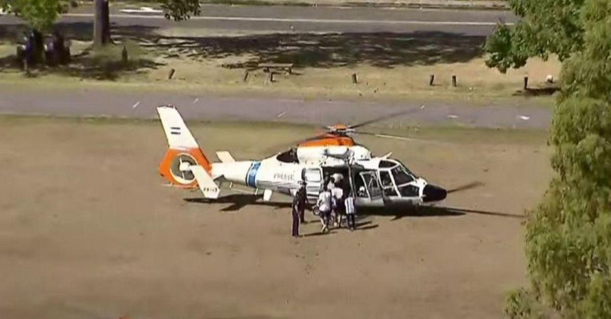 The players took helicopters because the coach couldn’t get any further