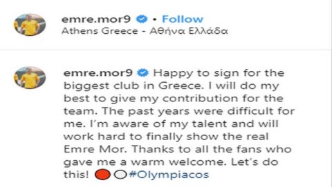 Μορ: "Υπέγραψα στη μεγαλύτερη ομάδα της Ελλάδας"