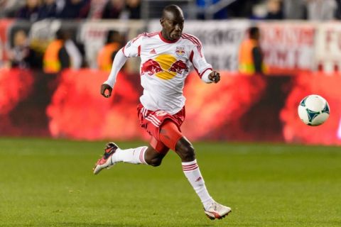 Bradley Wright-Phillips (99) of the New York Red Bulls. The New York Red Bulls defeated the Chicago Fire 5-2 during a Major League Soccer (MLS) match at Red Bull Arena in Harrison, NJ, on October 27, 2013.