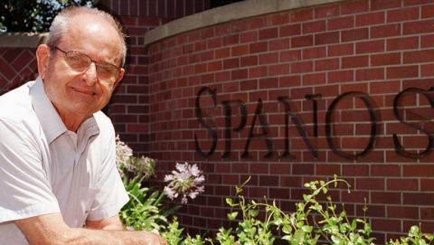 ** FILE ** San Diego Chargers owner, and businessman, Alex Spanos poses in front of the Spanos Park development  in Stockton, Calif., in this July 14, 1997 file photo. There are more people making $1 million-plus political donations now than there were before Congress passed a law aimed at taking seven-figure contributions out of elections, new figures show. More than five-dozen people have given $1 million or more to groups active in this year's presidential and congressional races according to data compiled by the nonpartisan Political Money Line campaign finance tracking service. (AP Photo/Ben Margot, Files)