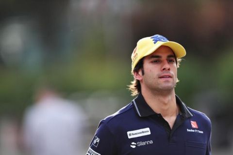 SHANGHAI, CHINA - APRIL 15:  Felipe Nasr of Brazil and Sauber F1 in the Paddock during practice for the Formula One Grand Prix of China at Shanghai International Circuit on April 15, 2016 in Shanghai, China.  (Photo by Mark Thompson/Getty Images)