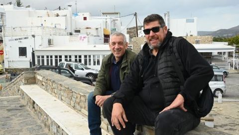 Ο Βασίλης Σκουντής και ο Φάνης Χριστοδούλου στην Πάρο στο πλαίσιο της συνέντευξης στο Sport24.gr