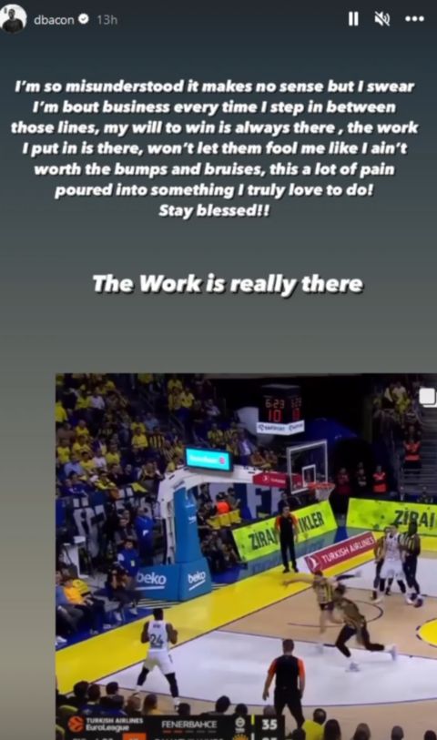 Μπέικον: Το νέο story στο Instagram για "χτυπήματα και μελανιές" από τη δουλειά στο γήπεδο και την αγάπη για το μπάσκετ