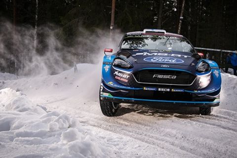 Teemu Suninen (FIN) Marko Salminen (FIN) of team M-Sport Ford WRT is seen racing at shakedown during the World Rally Championship Sweden in Torsby, Sweden on February 14, 2019 // Jaanus Ree/Red Bull Content Pool // AP-1YEGWR4US1W11 // Usage for editorial use only // Please go to www.redbullcontentpool.com for further information. // 