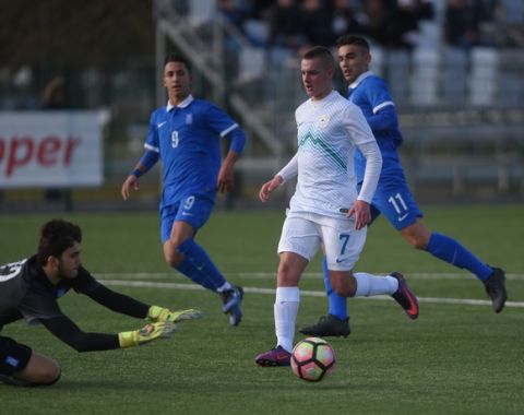 Soccer/Football, Dekani, Friendly match (Slovenia U17 - Greece U17), Team Slovenia, 07-Feb-2017, (Photo by: Tit Kosir / M24.si)