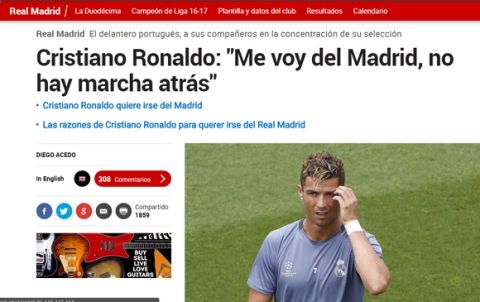 "Marca" - Ρονάλντο: "Φεύγω από τη Ρεάλ, δεν υπάρχει γυρισμός"