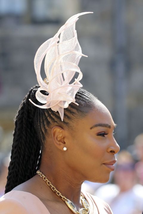 Serena Williams arrives for the wedding ceremony of Prince Harry and Meghan Markle at St. George's Chapel in Windsor Castle in Windsor, near London, England, Saturday, May 19, 2018. (Gareth Fuller/pool photo via AP)