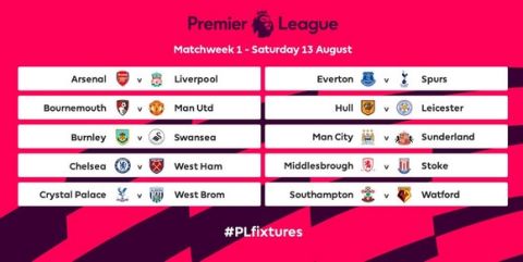 Το πρόγραμμα της Premier League για τη σεζόν 2016-17