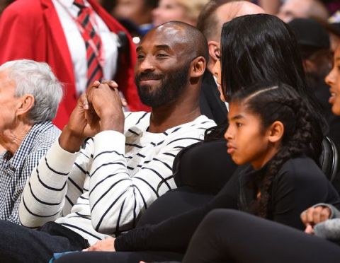 LOS ANGELES, CA - OCTOBER 16: NBA Legend Kobe Bryant is seen during the game between the Minnesota Lynx and the Los Angeles Sparks during Game Four of the 2016 WNBA Finals on October 16, 2016 at Staples Center in Los Angeles, California. NOTE TO USER: User expressly acknowledges and agrees that, by downloading and/or using this Photograph, user is consenting to the terms and conditions of the Getty Images License Agreement. Mandatory Copyright Notice: Copyright 2016 NBAE (Photo by Andrew D. Bernstein/NBAE via Getty Images)