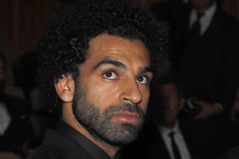 Egypt's Mohamed Salah nominee for the Best FIFA Men's Player award arrives for the ceremony of the Best FIFA Football Awards in the Royal Festival Hall in London, Britain, Monday, Sept. 24, 2018. (AP Photo/Frank Augstein)