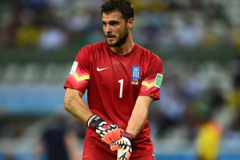 FORTALEZA, BRAZIL - JUNE 24: Orestis Karnezis of Greece looks on during the 2014 FIFA World Cup Brazil Group C match between Greece and the Ivory Coast at Castelao on June 24, 2014 in Fortaleza, Brazil.  (Photo by Jamie McDonald/Getty Images)