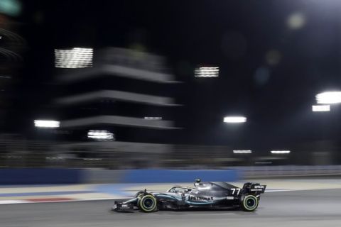 Mercedes driver Valtteri Bottas of Finland steers his car during the Baharain Formula One Grand Prix at the Bahrain International Circuit in Sakhir, Bahrain, Sunday, March 31, 2019. (AP Photo/Hassan Ammar)