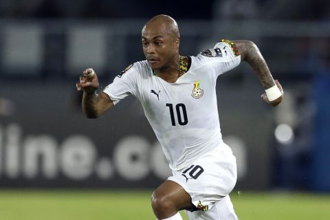 Ghana's captain Andre Ayew controls the ball during their African Cup of Nations final soccer match against Ivory Coast in Bata, Equatorial Guinea, Sunday, Feb. 8, 2015. (AP Photo/Themba Hadebe)