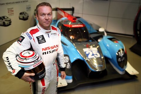 LONDON, ENGLAND - MARCH 31:  Sir Chris Hoy poses during a press conference to announce the Algarve Pro Racing Nissan LMP2 driver line-up for Le Mans at the Nissan Innovation Station in the O2 Arena on March 31, 2016 in London, England.  (Photo by Ian Walton/Getty Images)