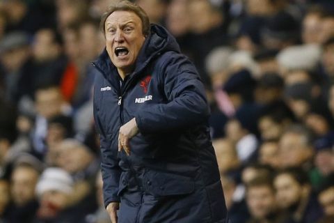 Crystal Palace manager Neil Warnock shouts to his team during the English Premier League soccer match between Tottenham Hotspur and Crystal Palace at White Hart Lane stadium in London, Saturday, Dec. 6, 2014. (AP Photo/Kirsty Wigglesworth)