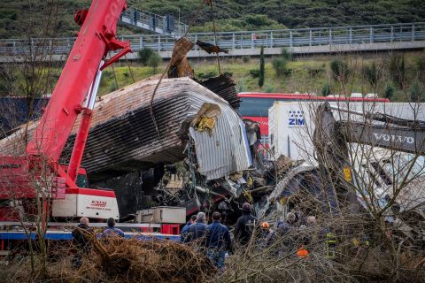 Φωτογραφία από το σιδηροδρομικό δυστύχημα στα Τέμπη
